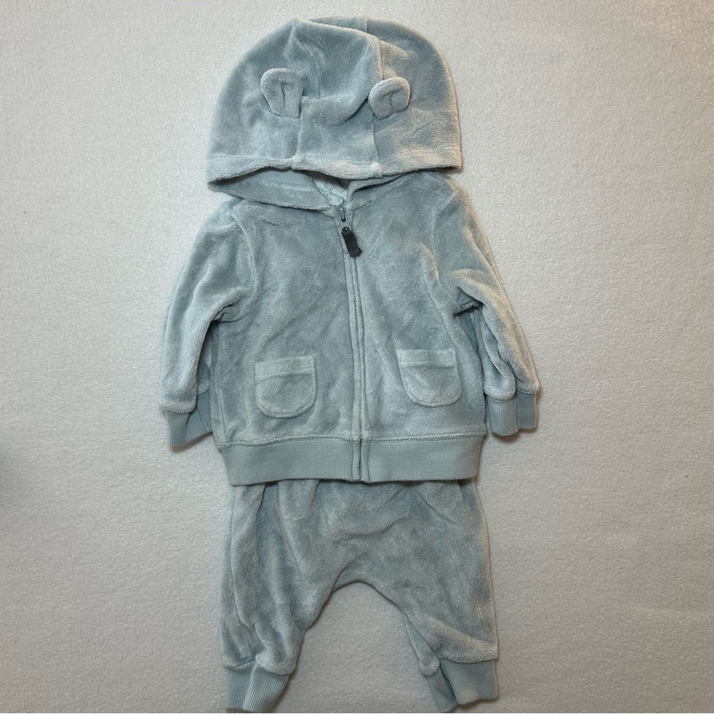 Carter's Baby Boy Outfit Bundle 3M Blue Animal Theme Hoodie Zip Up 4 Piece - Picture 5 of 9